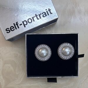 Self-Portrait Silver and Pearl Stud Earrings